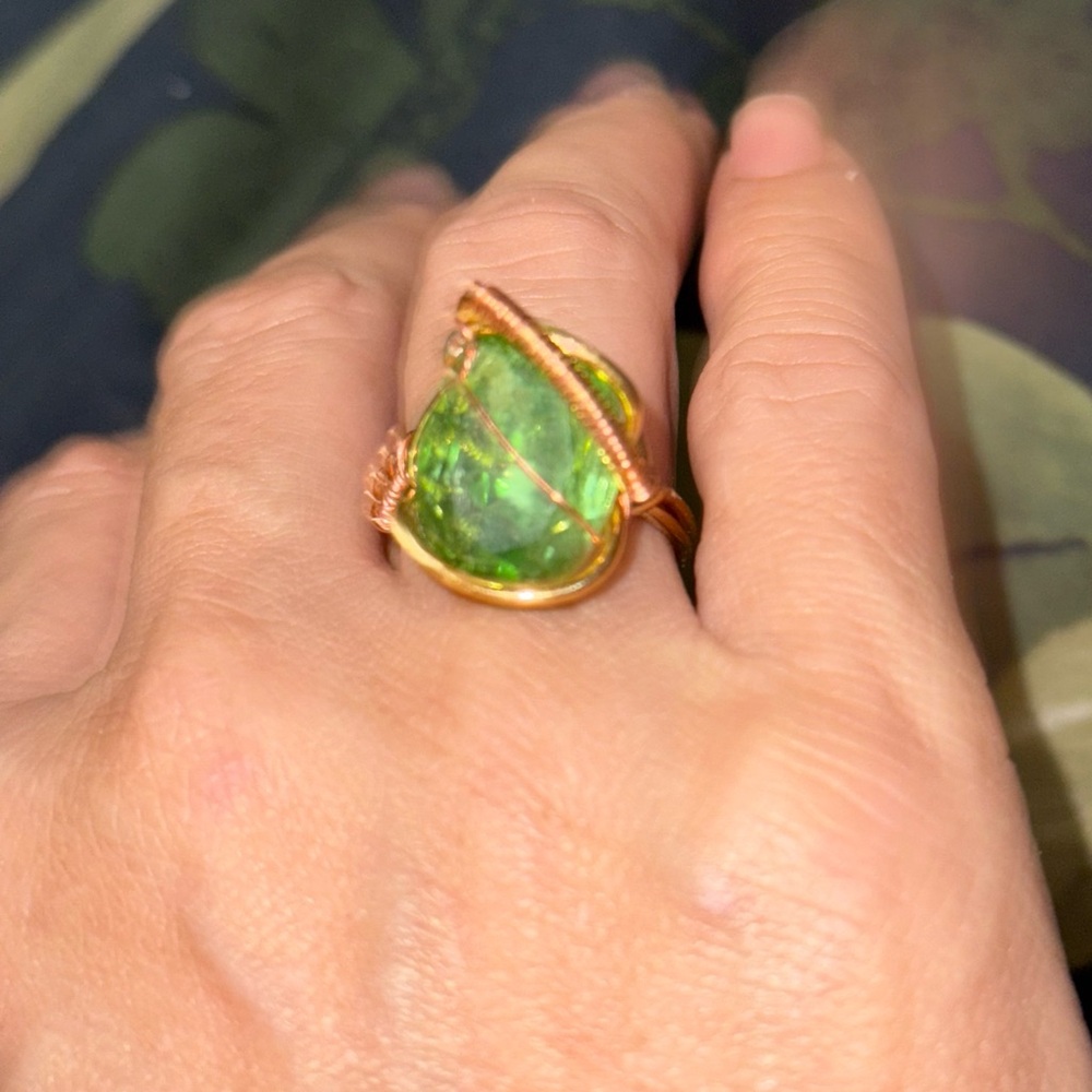 Wire Wrapped Crystal Ring - Picture 3 of 7